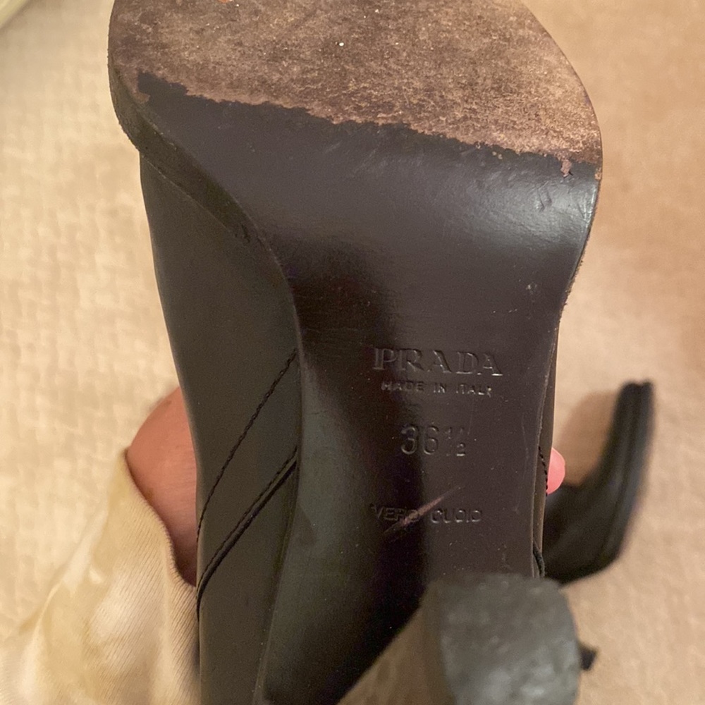 Prada Leather Heeled Boots - Vera Cuoio Size 36.5 - Picture 7 of 9